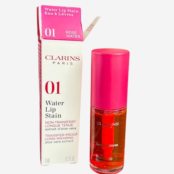 Clarins Pink Lip Stain Gloss in Rose Water NEW - Picture 1 of 6